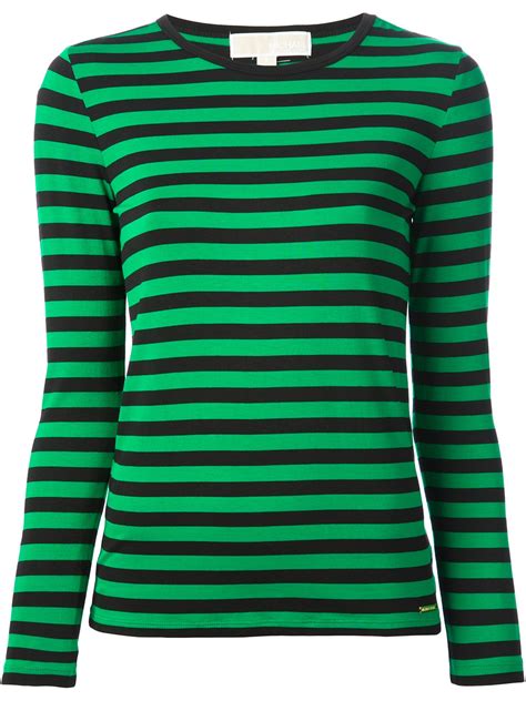 michael kors green and white striped top|Michael Kors striped top.